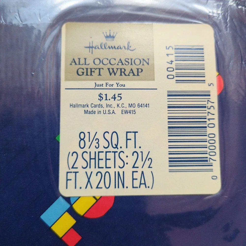 Vtg 80s Hallmark Current Gift Wrapping Paper + Cards Retro‎ Stripes Just for You